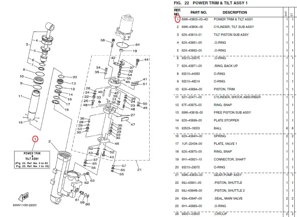 Лодочный мотор 6C5-43800 Мощность отделка наклона в сборе для Yamaha лодочный мотор F50 F60 50HP 60HP 4 тактный 69W-43800-00-4D