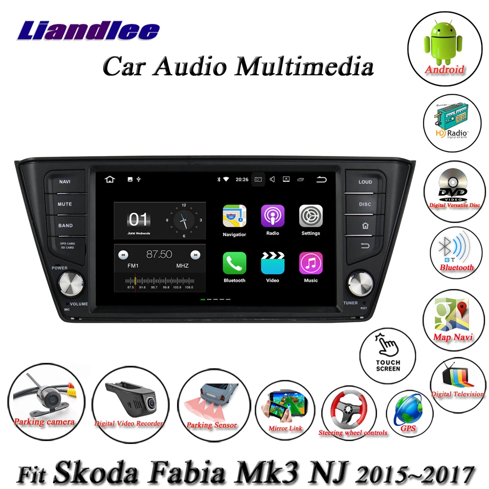 Liandlee автомобильная система Android для Skoda Fabia Mk3 NJ радио CD dvd-плеер gps Navi Карта Навигация HD Wifi FM BT экран мультимедиа