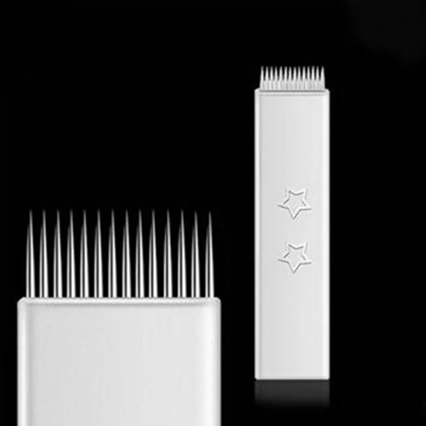 Иглы для микроблейдинга с двойной звездой плоские 14 пин 50 шт. туманные брови