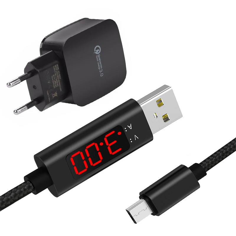 3A (макс.) дисплей напряжения нейлоновый Плетеный Micro USB кабель для быстрой зарядки