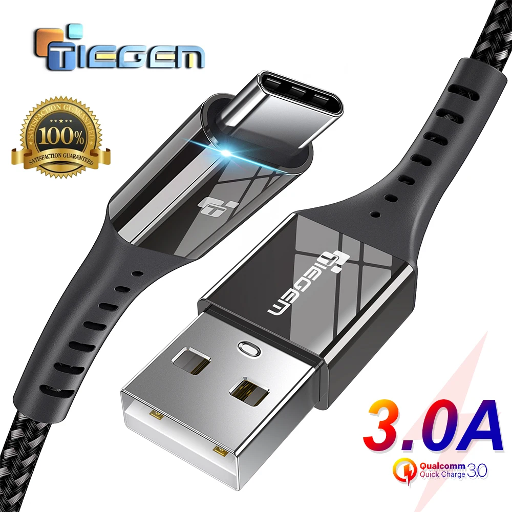 TIEGEM usb type-C кабель USB-C 3 a кабель для быстрой зарядки type-C кабель для синхронизации данных для samsung S8 S9 S10 Xiaomi mi9 note 7 8 9 шнур
