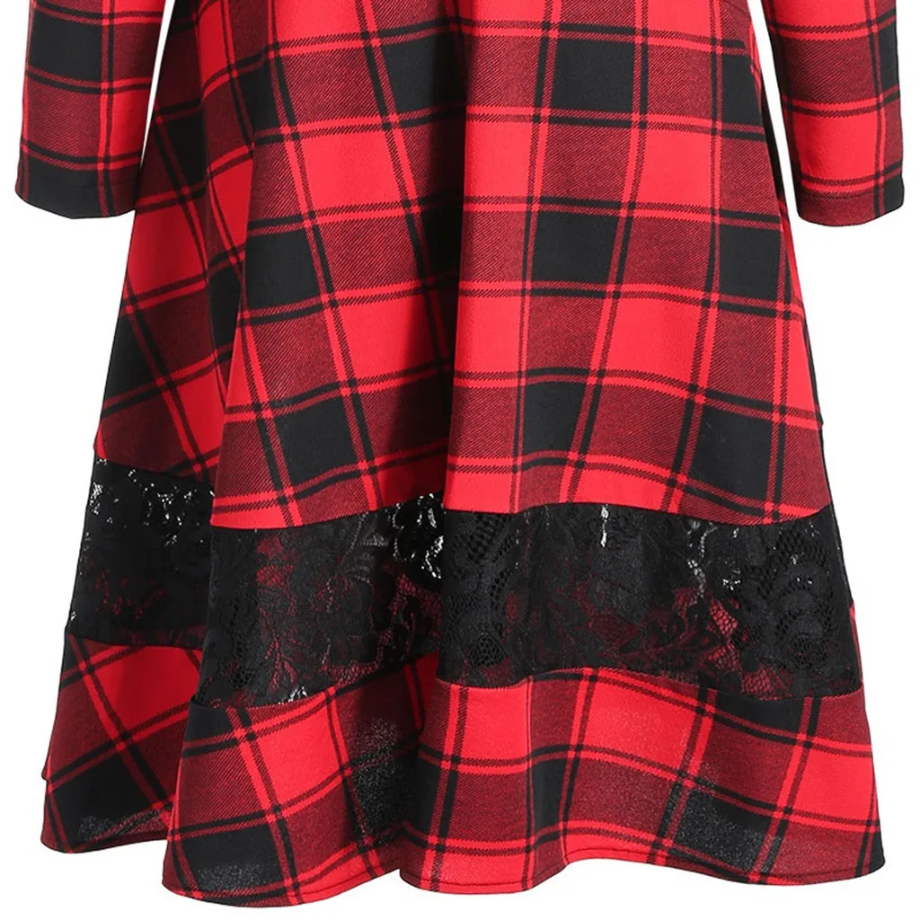 Винтажное платье в горошек Женское зимнее Повседневное большого размера с