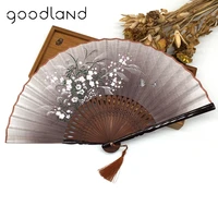 wholesale 50pcslot floral pattern bamboo folding fan party favors elegant home decor