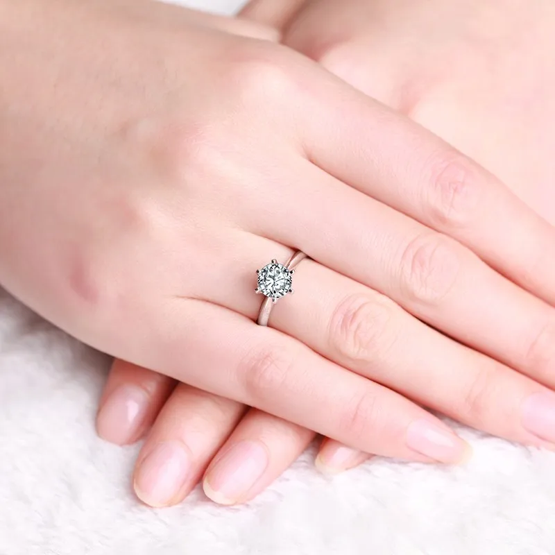 ZOCAI INFINITY NATURAL 1,0 CT GIA сертифицировано H/SI обручальное кольцо с бриллиантом круглой огранки 18 К из белого золота W00206