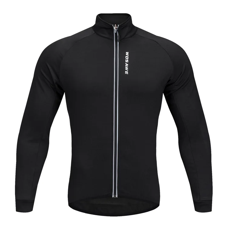 black white WOSAWE мягкая термо флисовая велосипедная куртка с длинным рукавом MTB дорожный велосипед Джерси осень зима теплое ветрозащитное пальто одежда - Цвет: black white