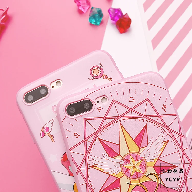 Для iphone XS Max милый Cardcaptor Sakura задний Чехол+ пленка для экрана из закаленного стекла, Девушка Мягкий чехол для iphone X XR 6 7 8plus