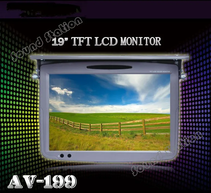 19 ''дюймовый отвесной монитор RCA AV монитор автомобильный TFT ЖК-дисплей авто потолочный крыша крепление экран медиа для Караван Автобус