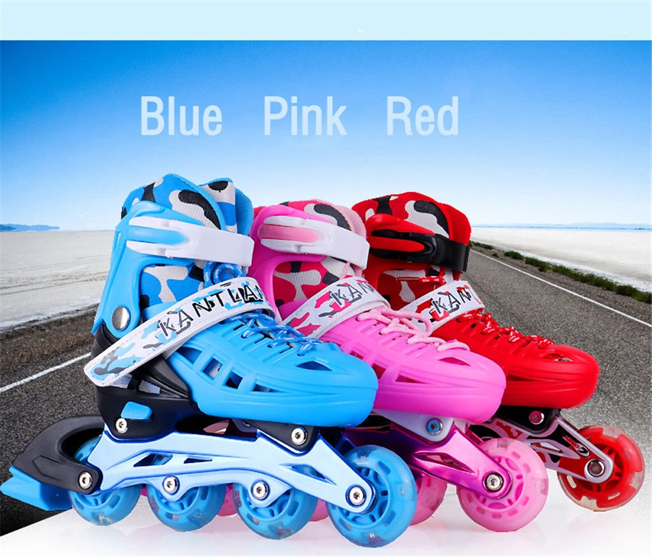 Одиночные мигающие роликовые коньки для детей PU Роликовые кроссовки Quad Skate регулируемые Инлайн ролики для слалома обувь хорошая как SEBA IA70