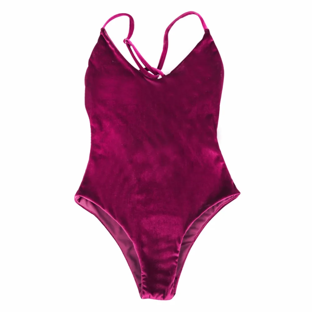 Цельный купальник 2018 бархатный женский сексуальный купальный костюм Монокини