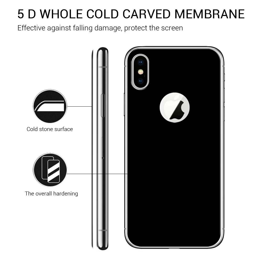 5D изогнутые назад закаленное Стекло для IPhone X царапинам Экран протектор Назад
