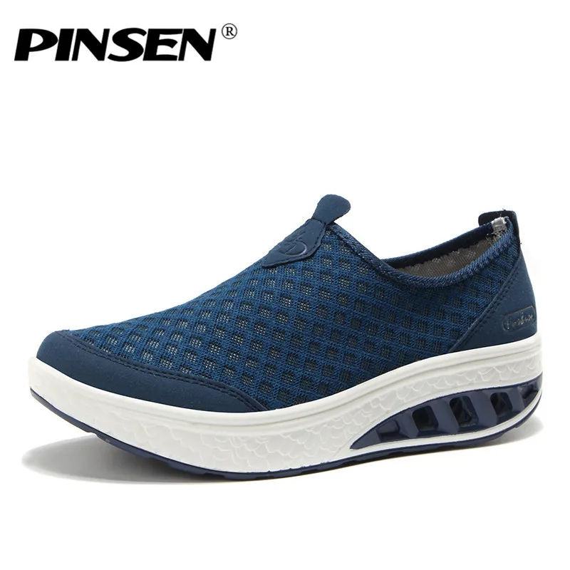 PINSEN/ г., летние женские кроссовки на платформе Мокасины без застежки женская обувь на толстой подошве, женская обувь на плоской толстой подошве
