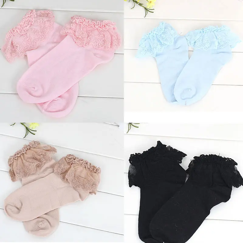 Милые носки принцессы для девочек милые винтажные кружевные с оборками летняя