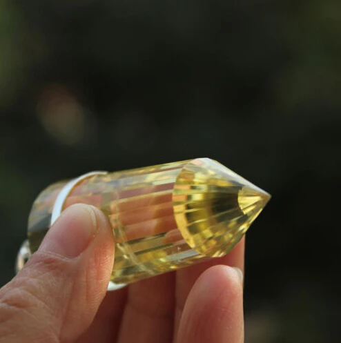 24-сторонний цитрин натуральный кварцевый кристалл палочка DT Серебряный кулон