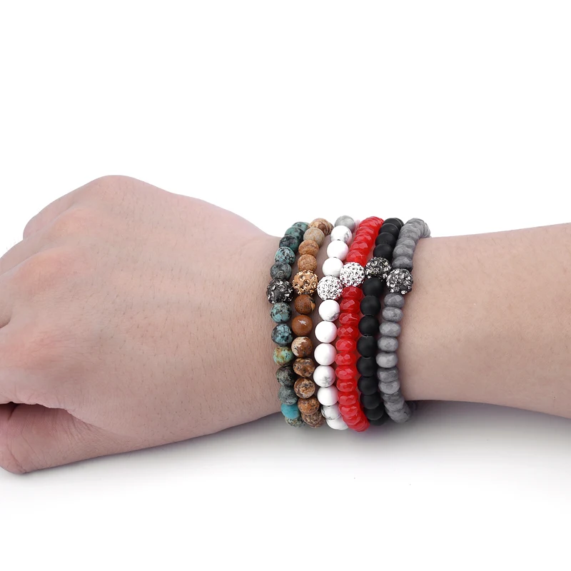 Браслет Чакра BOJIU для женщин классический Howlite 8 мм натуральный Ag. Камень с микро-паве с фианитом бисерная нить браслеты Для мужчин BC53