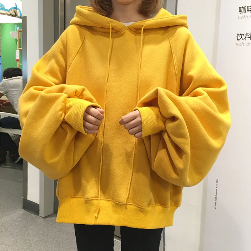 Модный пуловер с капюшоном, Женская толстовка,, корейский стиль, Ulzzang, Harajuku, однотонный бархат, с капюшоном, толстовки, женские, повседневные толстовки
