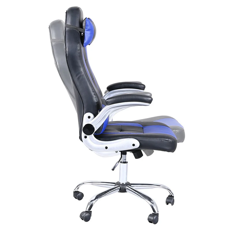Синий черный Искусственная кожа вращающееся кресло с высокой спинкой игровые