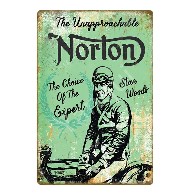 Retro Norton Motorcycle Decor Metal Poster Tin Signs For Pub Car Club Bar Garage Shop Home Decoration Wall Art Carft Gift YQZ084 | Дом и сад