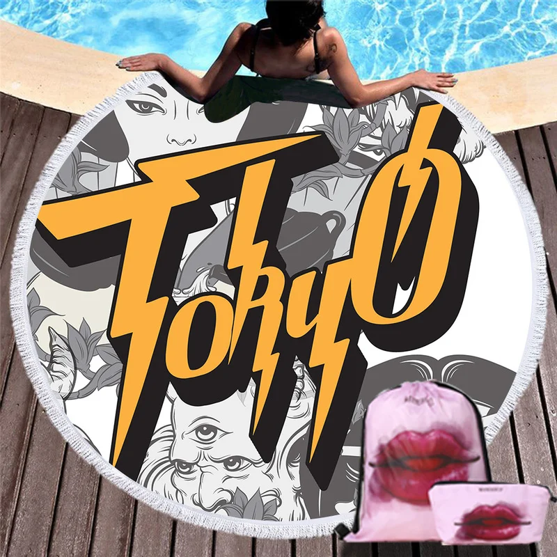 Пляжное полотенце в европейском стиле ретро со звездами солнца для женщин