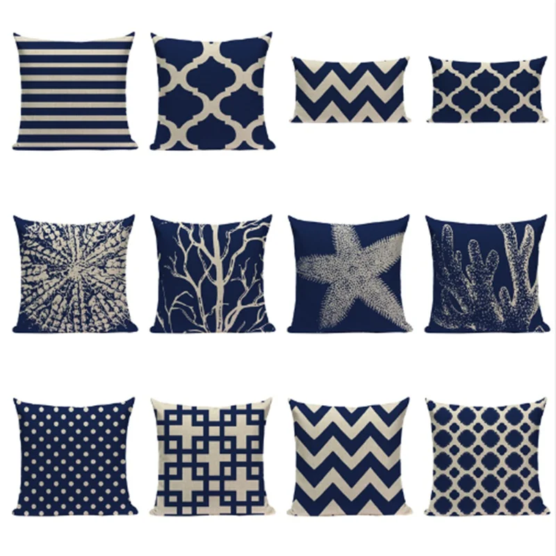 Морские кораллы морские звезды дерево на заказ Наволочка синяя серия