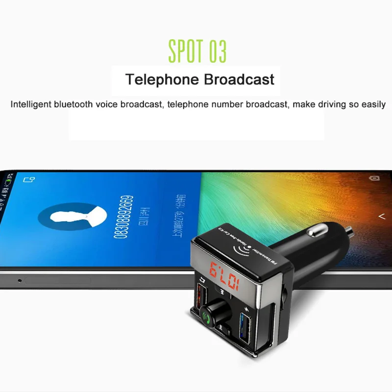 JONSNOW MP3-плеер USB Автомобильное зарядное устройство Поддержка TF карта U диск воспроизведение AUX музыка fm-передатчик Беспроводная гарнитура Bluetooth автомобильный комплект