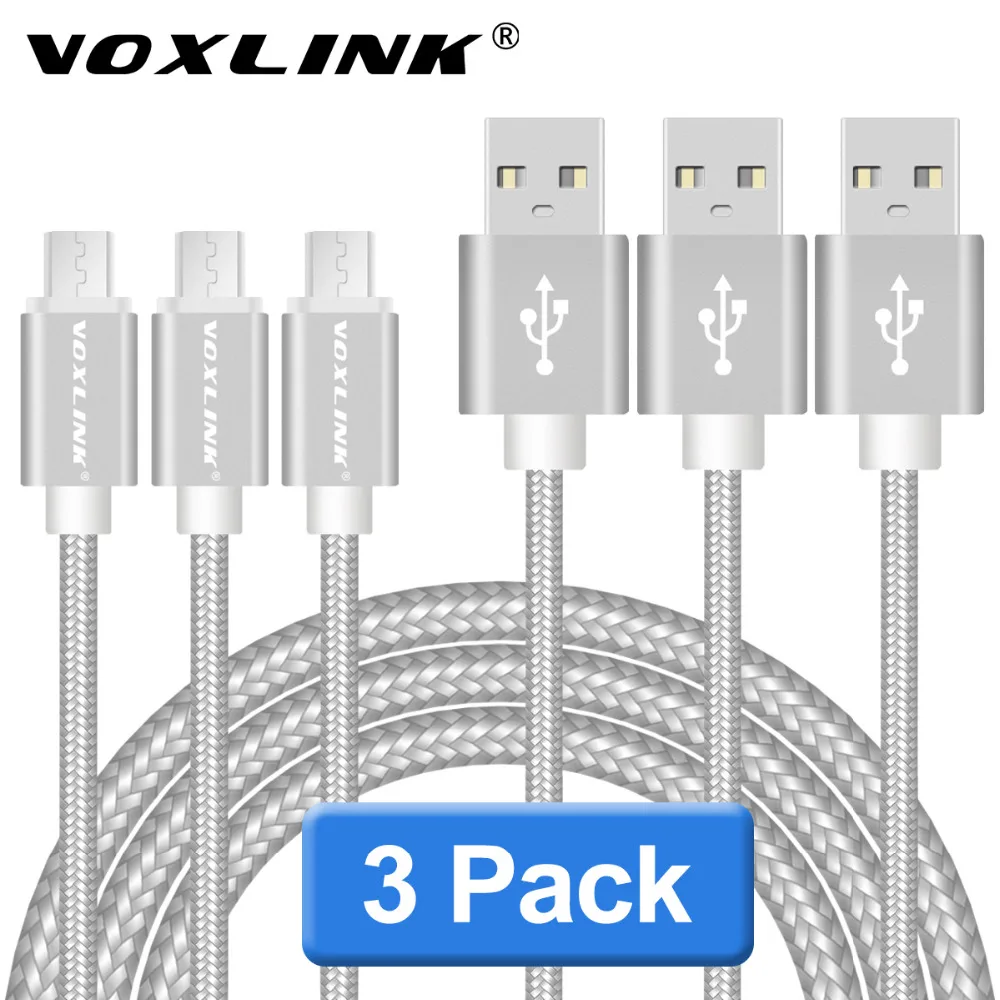 VOXLINK по 3 предмета в комплекте Алюминий зарядный кабель нейлоновый оплетке с