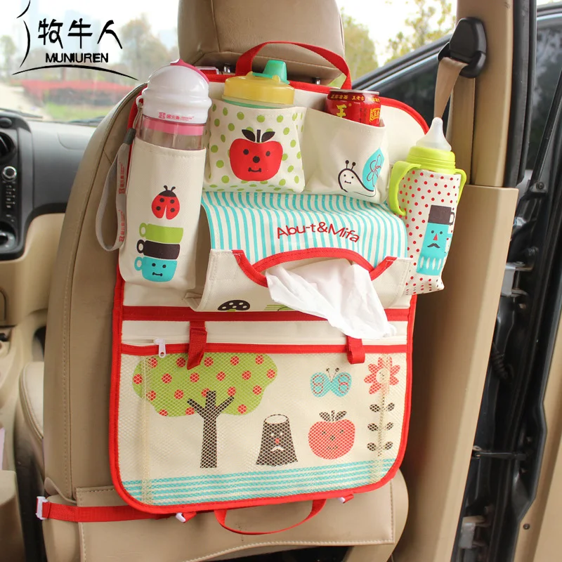 Милый мультяшный медведь органайзер на спинку сиденья автомобиля сумки для