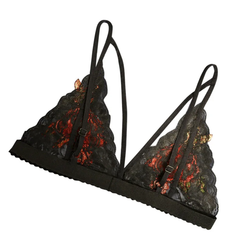 Сексуальный бесшовный бюстгальтер с цветочной вышивкой женский кружевной без