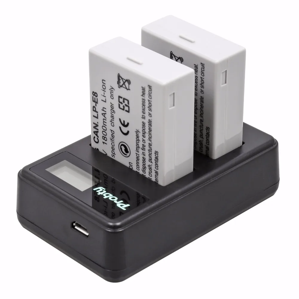 Probty LP E8 LPE8 LCD USB двойное зарядное устройство для Canon EOS Rebel T2i T3i T4i T5i 550D 600D 650D 700D