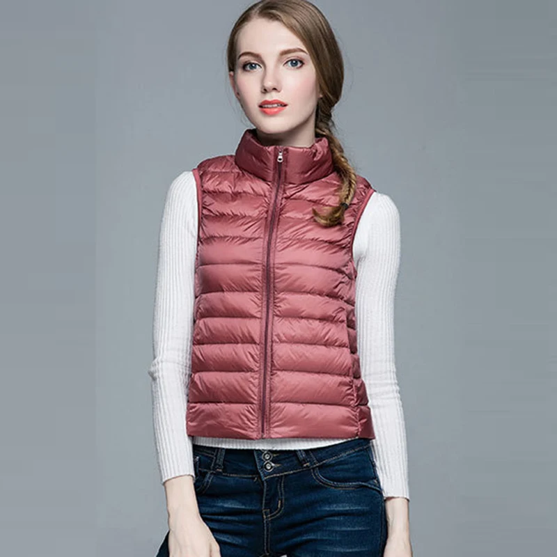 Весенний Новый светильник пуховой жилет женский короткий без рукавов с