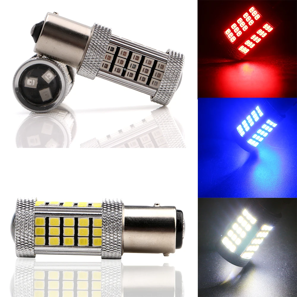 2-50 шт 12В 24В 2835 63 SMD S25 1156 BA15S 1157 BAY15D Светодиодная лампа для авто поворота сигналы торможения автомобиля свет поворотные огни белый красные, синие