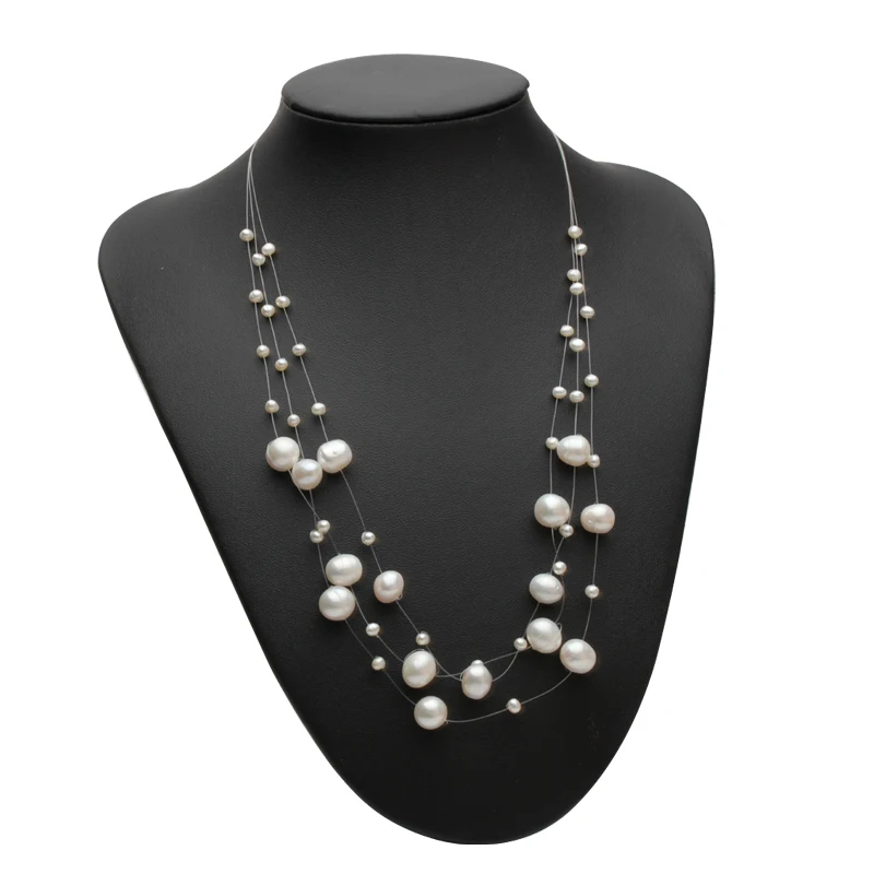

Genuine Freshwater Multilayer pearl necklace women,Fashion natural choker necklace girls jewelry white wedding gift N026