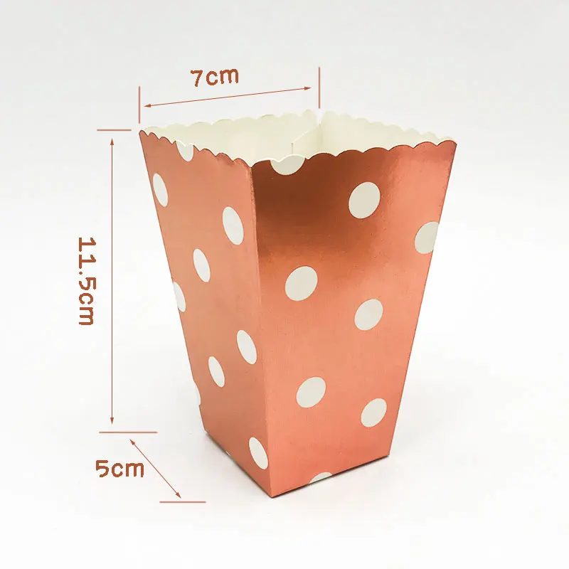 12 шт. коробка для попкорна в полоску с металлическим розовым золотом свадебные