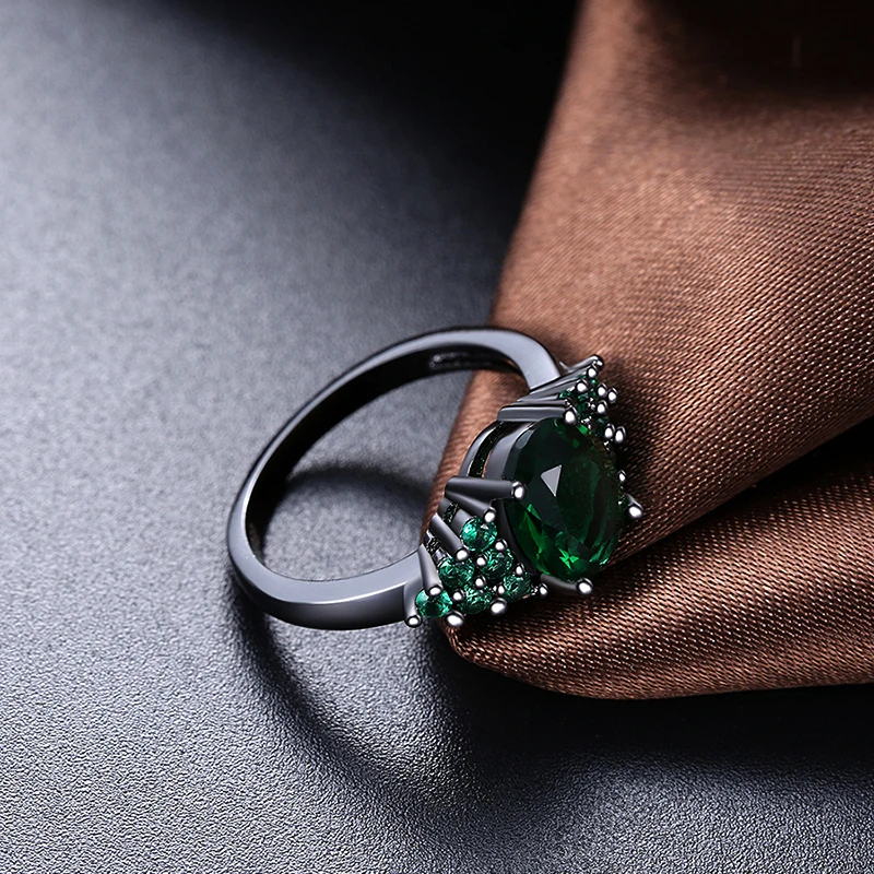 Gorgeous Oval Zircon Black Gold Filled Wedding Rings For Women Tiny Cubic Zirconia Halo Engagement Ring Anillos Mujer LBR1130 | Украшения и