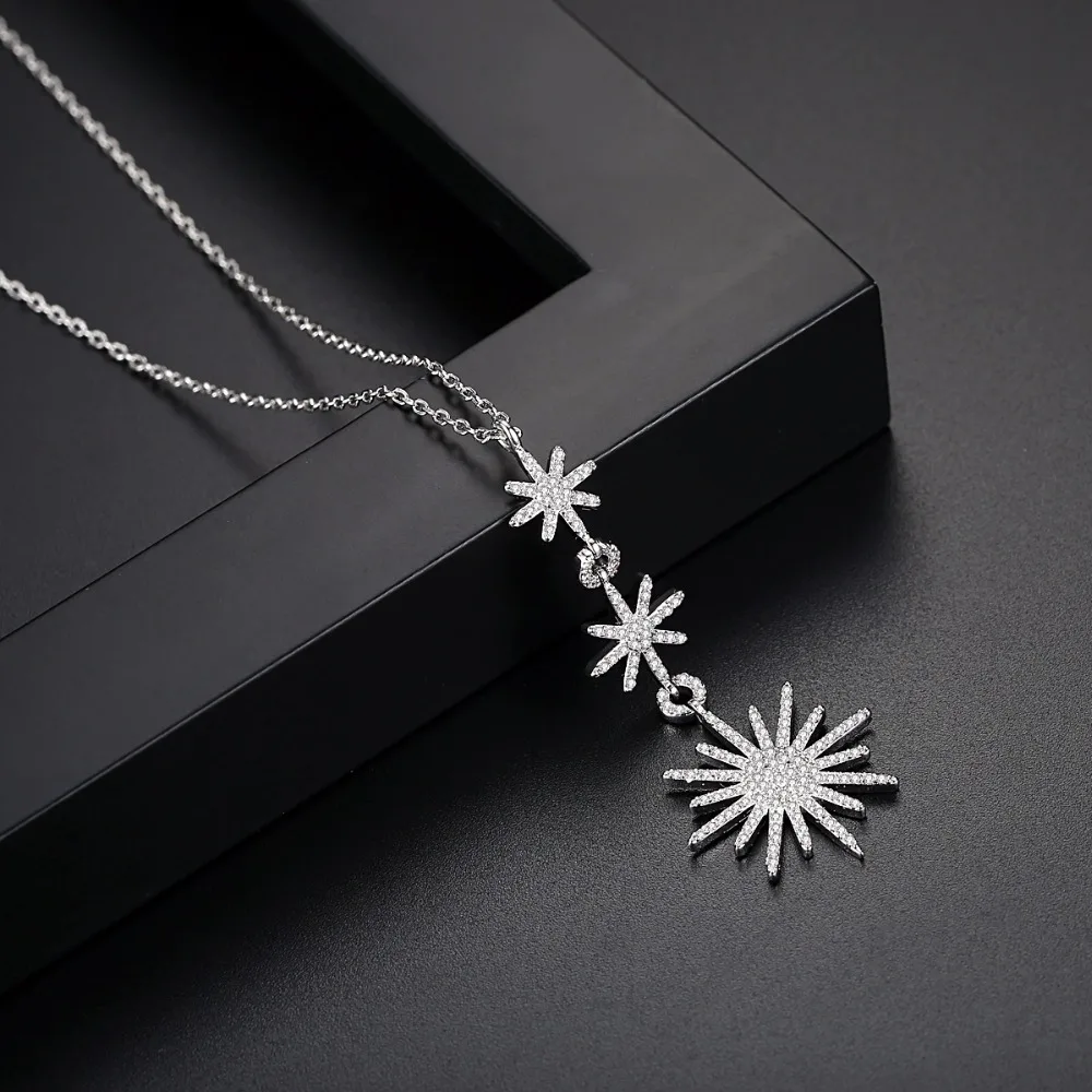 LUOTEEMI Luxury Women's Elegant Fashion Cubic Zirconia Star Statement Long Pendant Necklace for Girls Love Gift 2017 | Украшения и