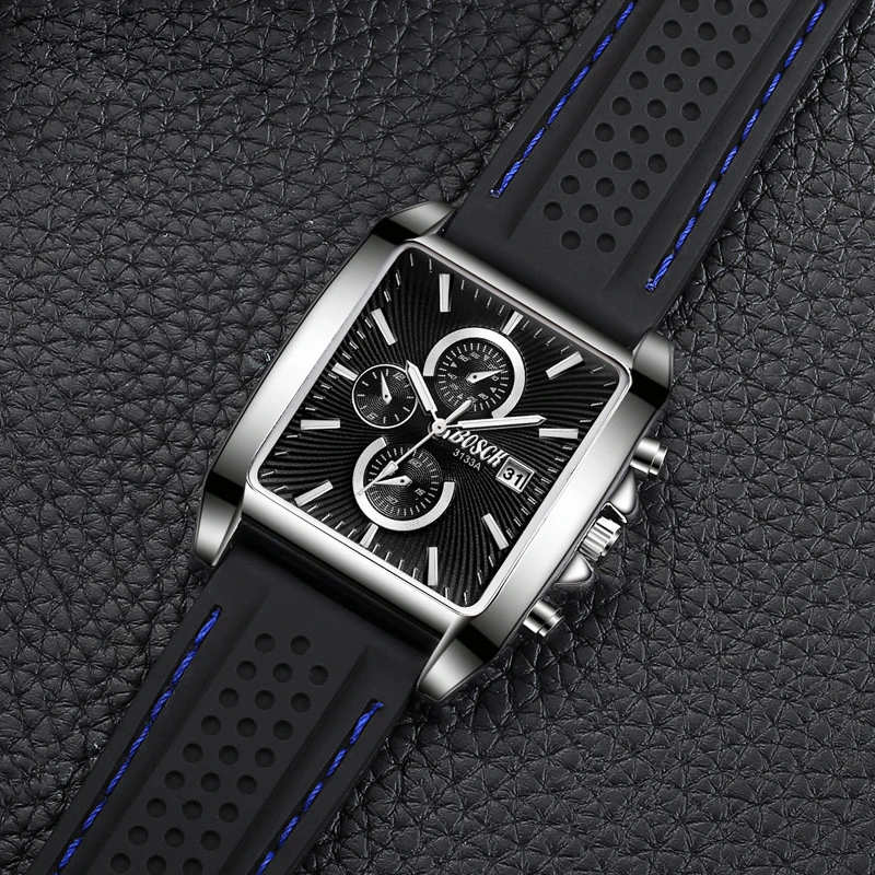 Часы наручные мужские из нержавеющей стали прямоугольные модные повседневные