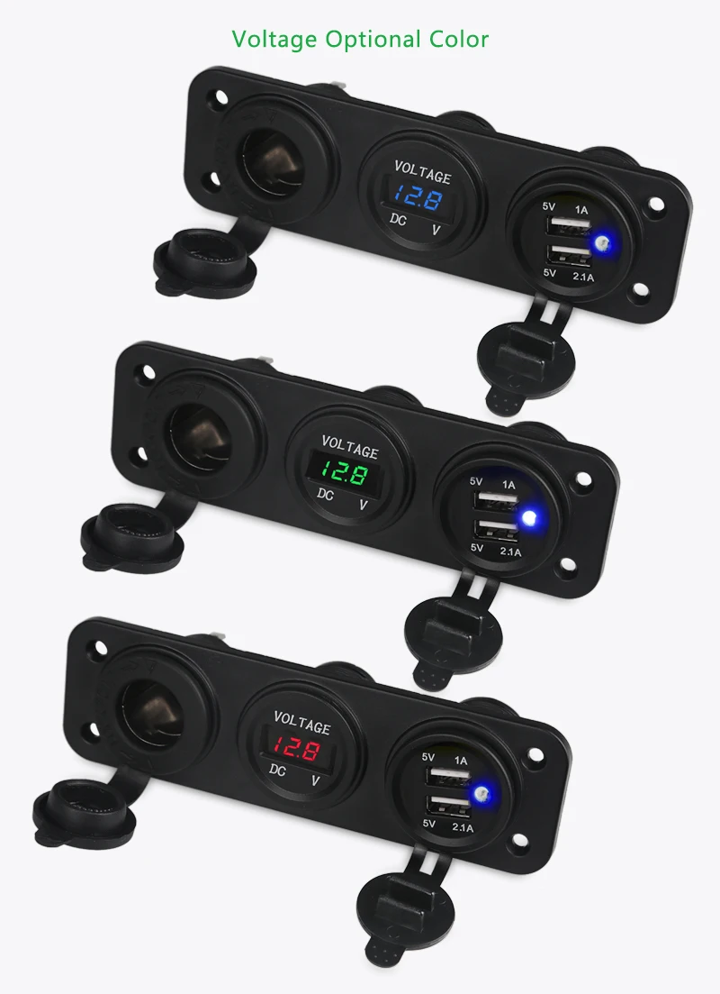 Двойной USB адаптер Автомобильное зарядное устройство вилка мотоцикла+ 12 В/24 В прикуриватель розетка синий светодиодный+ Цифровой вольтметр мобильный телефон