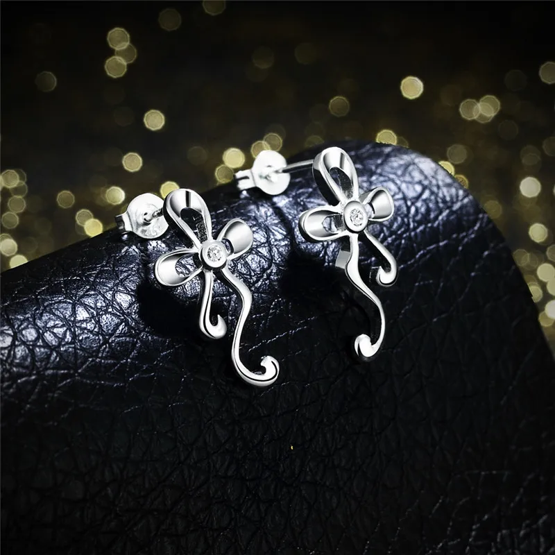 Friendship Classic Top Brand AAA Zircon Stud Earrings Women 925 Silver Fashion Jewelry Accessories Brinco | Украшения и