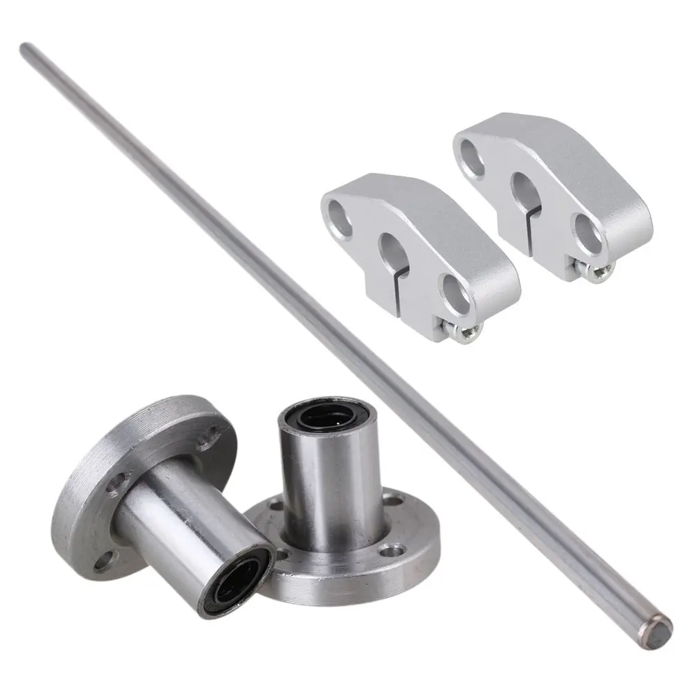 

Vertical 8mm Dia Round Flange Motion Bushing Bearing &500mm Linear Shaft Optical Axis with Rod Rail Support Set of 5