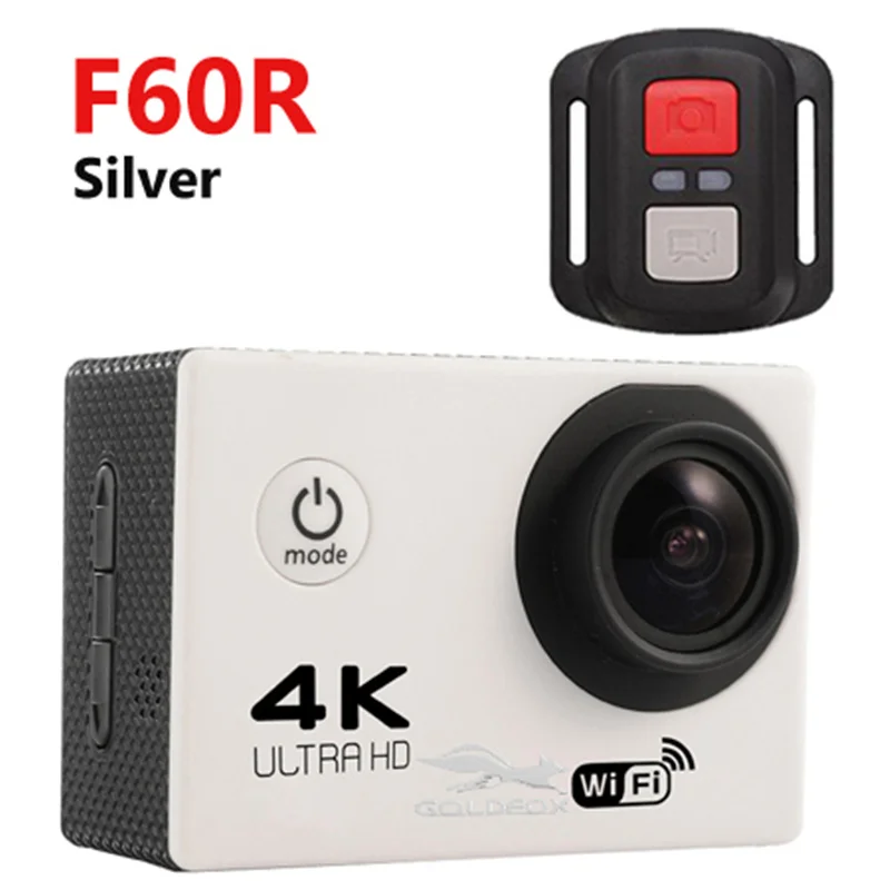 F60R Silver Со сверхвысоким разрешением Ultra HD, 4K экшн Камера видеокамеры WiFi 16MP 170 Go Cam Deportiva; сезон весна-осень, 2 дюйма Экран F60 F60R Водонепроницаемый спортивные Камера pro 1080P Скрытая камера - Цвет: F60R Silver