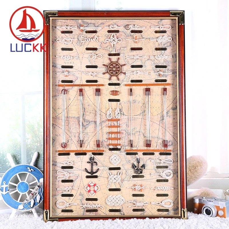 Настенная винтажная фоторамка LUCKK 60*90 с различными матросскими узлами и именем