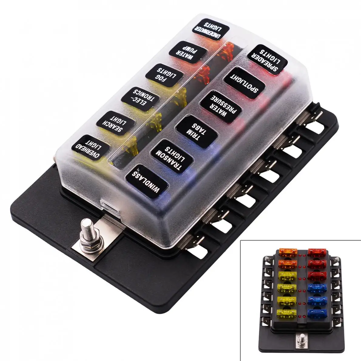 Max 100A 32V пластиковая крышка 12 Way Blade держатель предохранителя M5 Шпилька с
