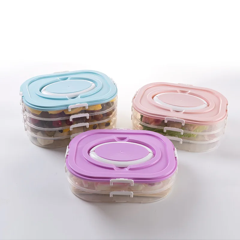 Storage Box Freezer Case Salad Box Food Container Food Grade PP Multi-layer Portable Refrigerator Box Take-away Child Lunch Ware