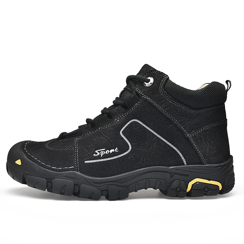 Black Boots Shoes VESONAL/зимние сапоги из натуральной кожи; Мужская обувь для взрослых; Теплая обувь с мехом; уличная походная обувь; кроссовки; Мужская короткая плюшевая обувь - Цвет: Black Boots Shoes