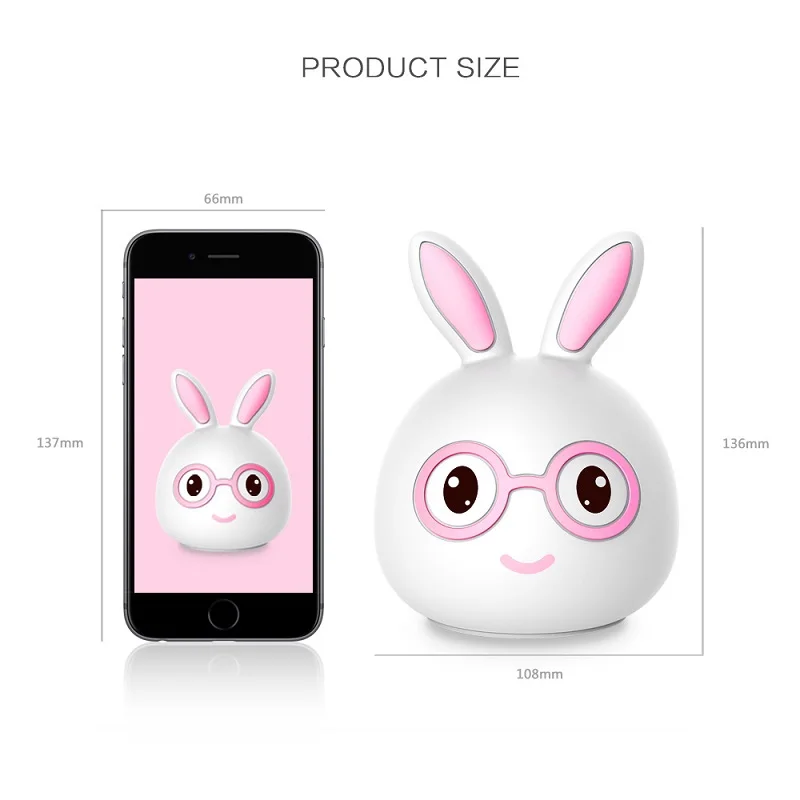 Ночной светильник с мультяшным Кроликом сенсорный датчик ночник милый