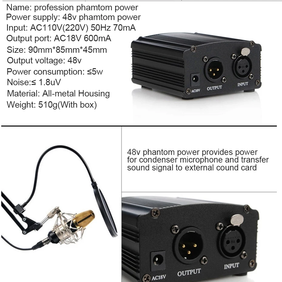 BM 800 конденсаторный микрофон bm800 48V Phantom power Mic звуковая карта с подставкой поп-фильтр Tritop для компьютера ПК видеозапись