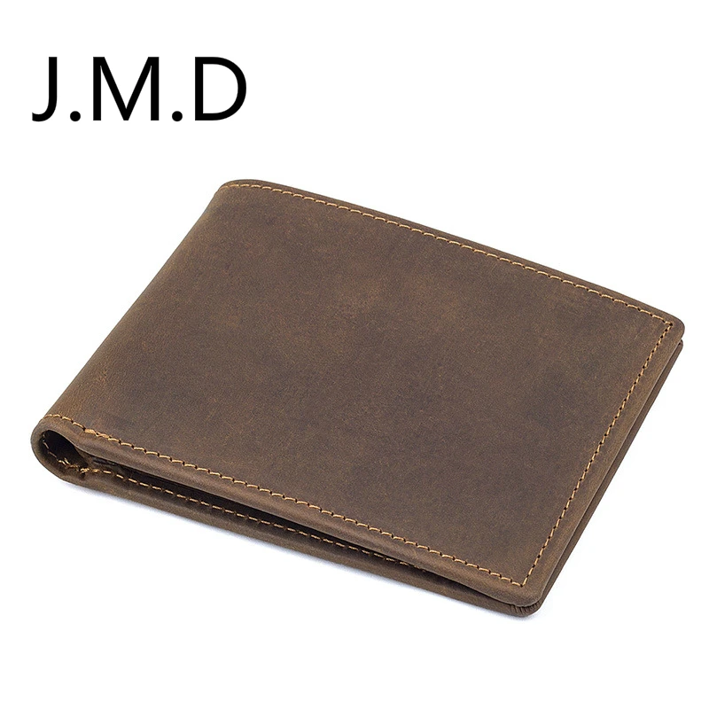 J.M.D Crazy Horse кожаный мужской короткий кошелек из натуральной кожи анти RFID пиратский