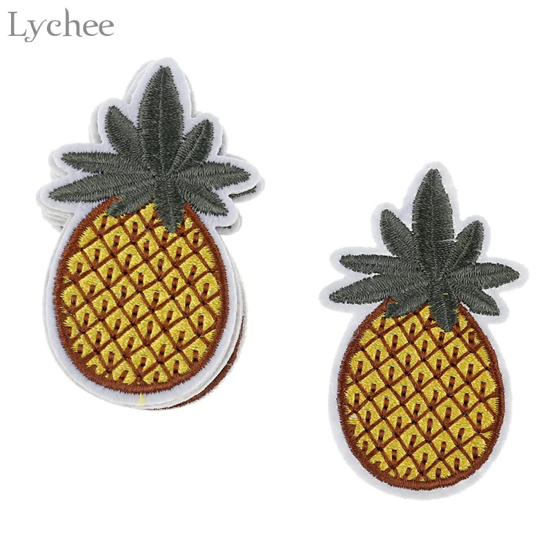 Lychee 10pcs Pineapple Patches For Clothing Iron On Embroidered Fruit Patch Applique DIY Sewing Accessories Clothes | Дом и сад