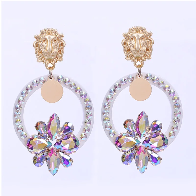 White AB Sehuoran beauty Oorbellen кристальная каменная капля серьги для женщин Brincos Смола Pendients Эффектные серьги Свадебные украшения - Окраска металла: White AB