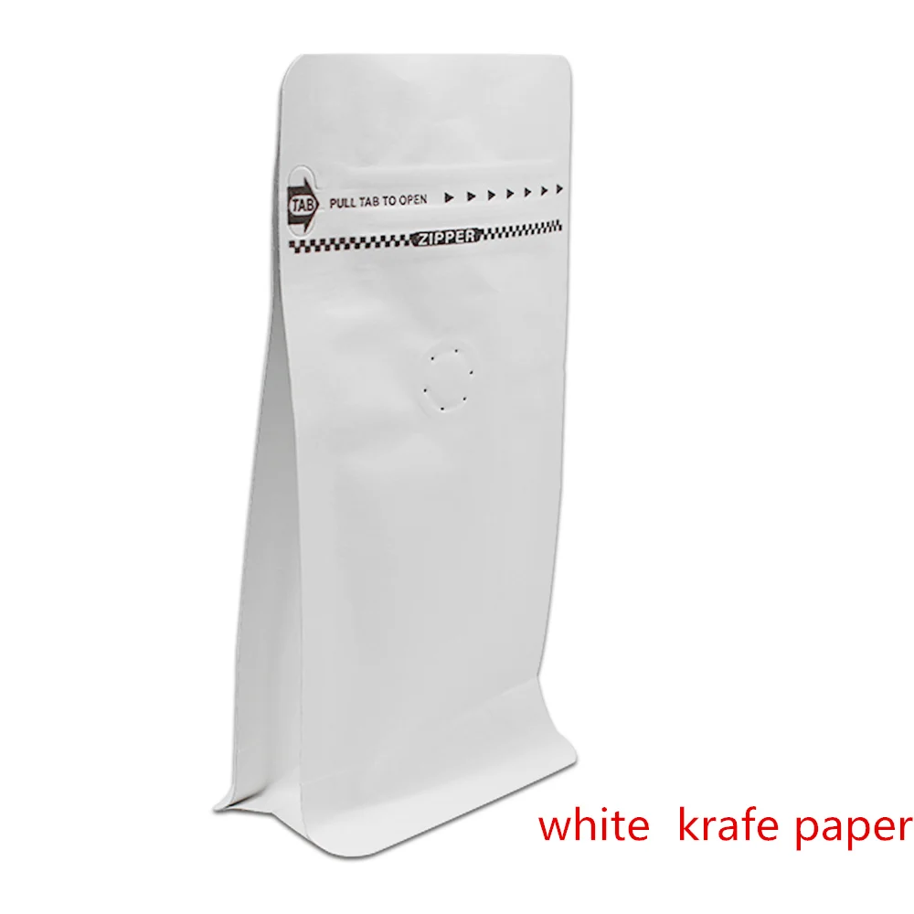white krafe paper 9*18.5+ 5 см Открытый верх встать zip lock Алюминий Фольга Еда хранения упаковки с Клапан на молнии для Кофе Bean Вышивка Крестом Пакет - Цвет: white krafe paper