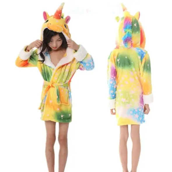 Bathrobe for girls Pajamas Baby Bath Robe Enfant Rainbow Unicorn Pattern Hoodies Robes Kids Sleepwear kids Animal Cartoon |